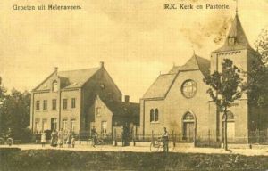 Katholieke kerk van 1882 met pastorie. foto collecties gemeente Deurne
