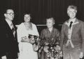 Wisseling van directeur. Links gaande Dirk Koster (1923-2006)met echtgenote Rie, rechts komende Jaap Visser met echtgenote, september 1981.