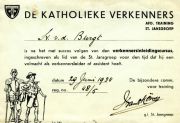 Het brevet als verkennersleider dat hij na zijn opleiding op 19 juni 1934 ontving